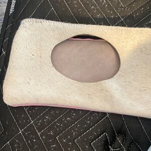 Chic Beige Fur Clutch with Cutout